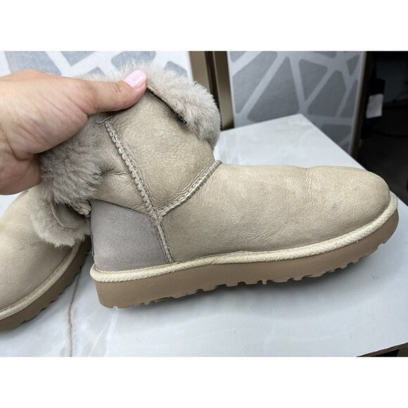 UGG Womens 1094329 Selene Bailey Nautical Rope Gray Suede Booties Sz 8 Wool Fur - Picture 3 of 11